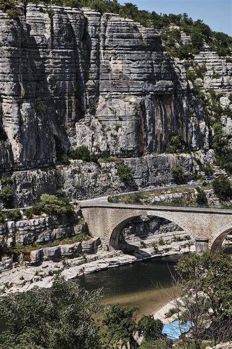 Stone Bridge Over The River Ardeche Stock Image Image Of City Europe