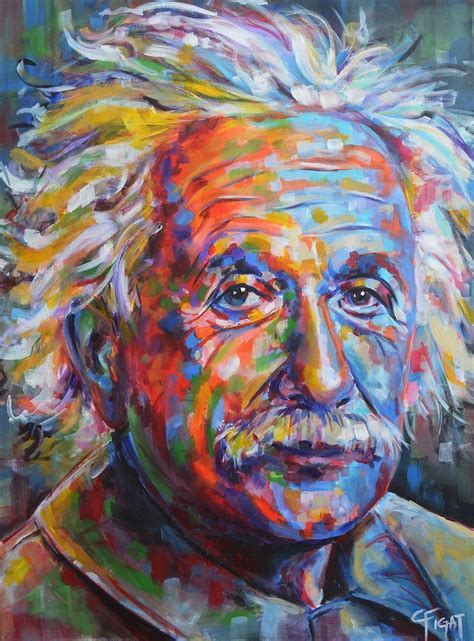 Colorful Modern Impressionist Painting Of Albert Einstein Oil Painting