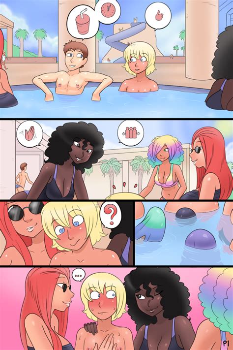 rule 34 bikini breasts bulge cleavage comic dark skinned futanari dark skin dickgirl futa on