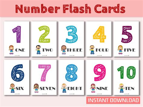 Number Flashcards Printable Flash Cards Number Flash Cards Etsy In