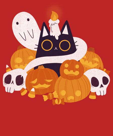 Pumpkin Cat From Qwertee Day Of The Shirt Halloween Illustration