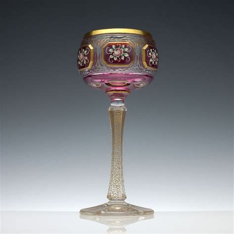 Antique 19th Century Cut Gilded Bohemian Hock Wine Glass C1885 By Meyr S Neffe Wine Glasses