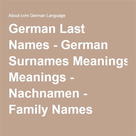 The Real Meaning Of That German Last Name German Last Names Names