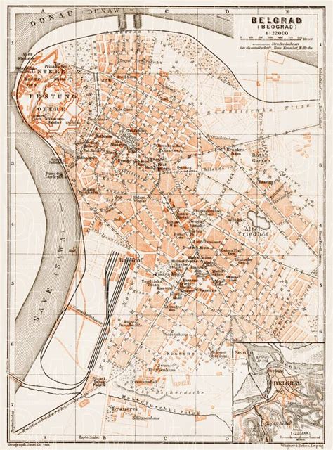 Old Map Of Belgrade Beograd In 1914 Buy Vintage Map Replica Poster
