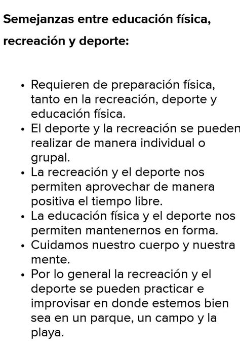 Semejanzas Y Diferencias De Deporte Educación Física Y Recreación