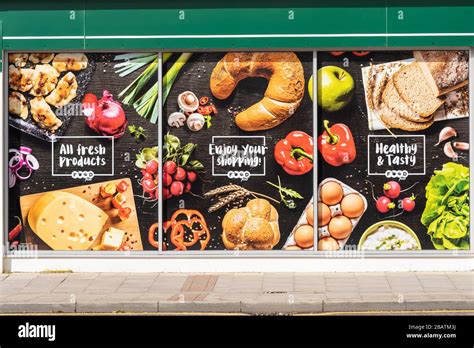 Grocery Store Window Graphic With Large Fruit And Veg Graphics All
