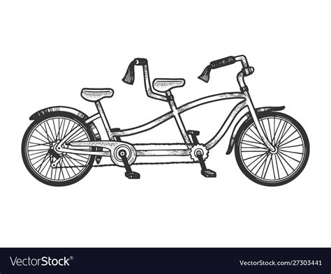 Tandem Bicycle Sketch Engraving Royalty Free Vector Image