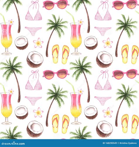 Beach Seamless Pattern 库存例证 插画 包括有 夏威夷 照亮 图画 打印 168290549