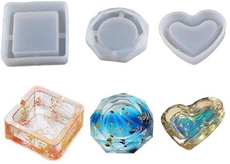 epoxy resin silicone molds resin art molds include square ashtray mold heart shaped ashtray