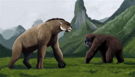 An Encounter Between A Chalicothere And A Gigantopithecus In