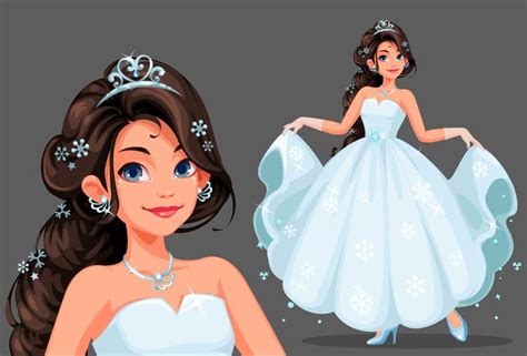 Beautiful Cute Princess Holding Her Long White Dress 587586 Vector Art
