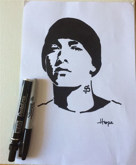 Eminem Stencil Blackandwhite Art Wallart Originalart Sharpie