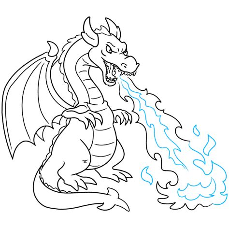 How To Draw A Fire Breathing Dragon Really Easy Drawing Tutorial