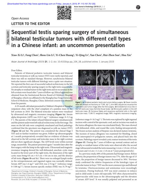 Pdf Sequential Testis Sparing Surgery Of Simultaneous Bilateral
