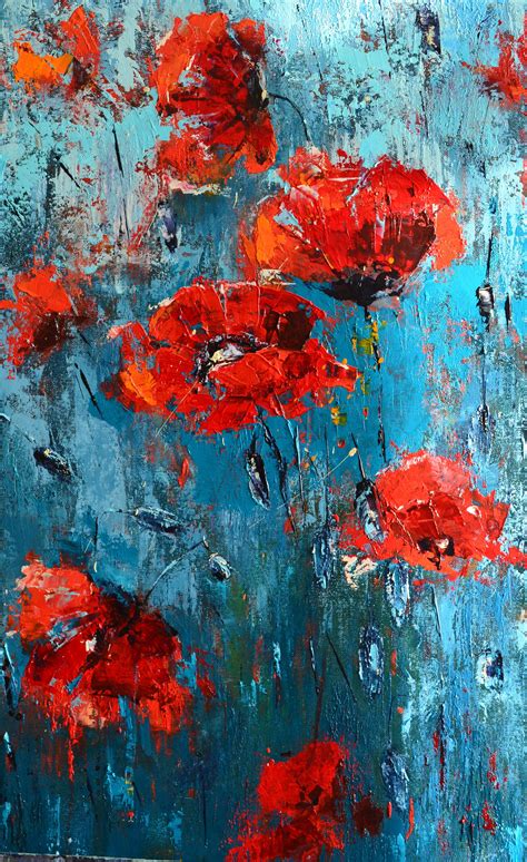 Red Poppies Fine Art Original Oil Painting By Olena