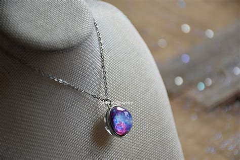 Galaxy Glass NecklaceNebula Ball NecklaceSpace Double Sided Etsy