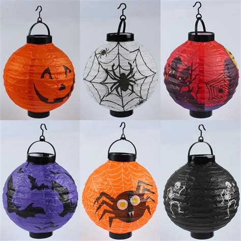 1pc 20cm Halloween Decor Paper Lanterns Printed Pumpkin Ghost Spider