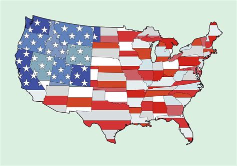 Map Of United States Of America Depicting Stars And