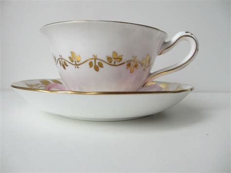 Swansea Rose Grosvenor China Cup Saucer Gilt Hand Painted Pink
