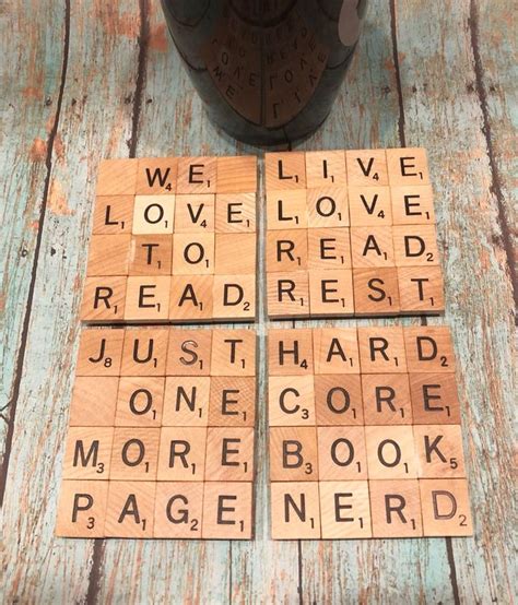 Book Lover Scrabble Coasters Scrabble Coasters Set Of 4 Etsy