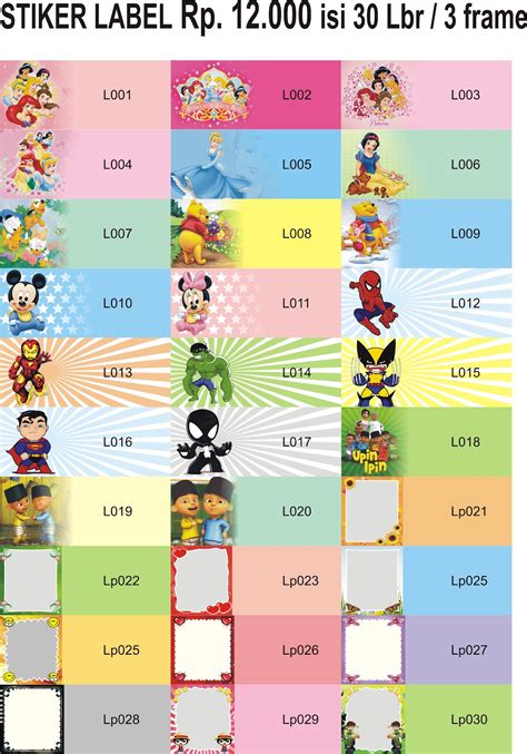 Digital Printing: Stiker label Nama Anak