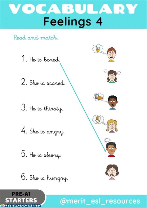 Feelings Read And Match Interactive Worksheet English Lessons For