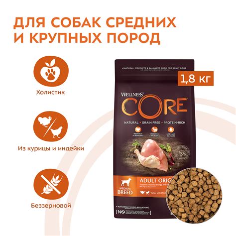 Купить Сухой корм Core для взрослых собак средних пород из индейки с