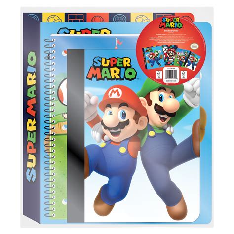 Super Mario Bros Bundle 3 Ring Binder 1 Inch Round O Rings