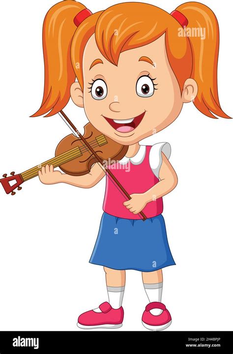 Cartoon Little Girl Playing A Violin Stock Vector Image And Art Alamy
