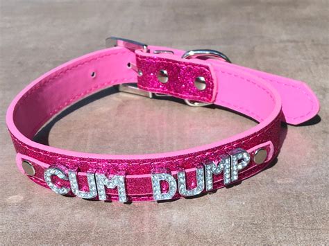 Cumdump Rhinestone Choker Cum Dump Sparkly Red Vegan Leather Collar For Daddys Little Slut Ddlg