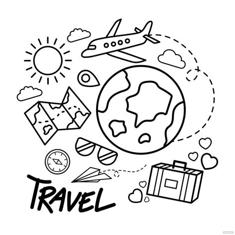 Travel Doodle Vector In Svg  Png Illustrator Eps Download