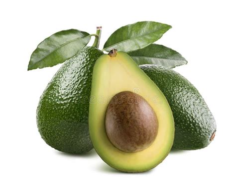 3 Avocado Half Isolated On White Background Stock Photo Image Of Diet
