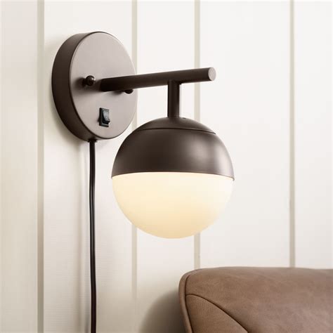 360 Lighting Modern Wall Lamp Bronze Plug In Light Fixture Frosted
