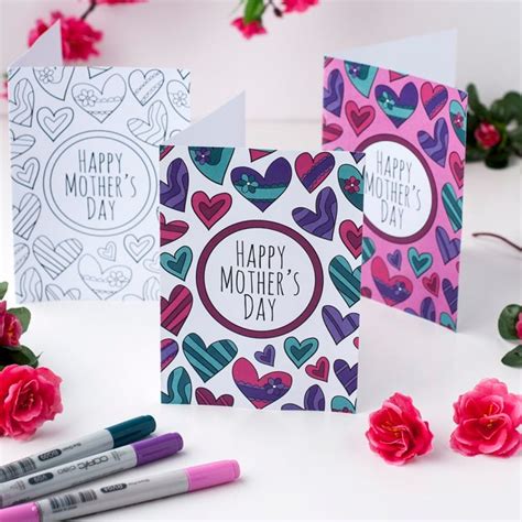 💐free Mothers Day Printable Coloring Card With Hearts Freebies 4 Mom