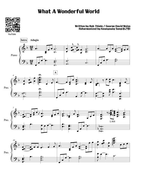 Louis Armstrong What A Wonderful World Sheet By Pianist Keunyoung