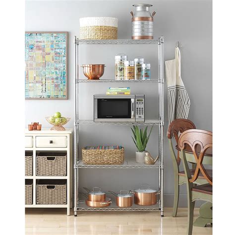 Kitchen storage racks rack india digitalcollective co. 5 Tier Storage Shelves for Garage, Metal Wire Storage ...