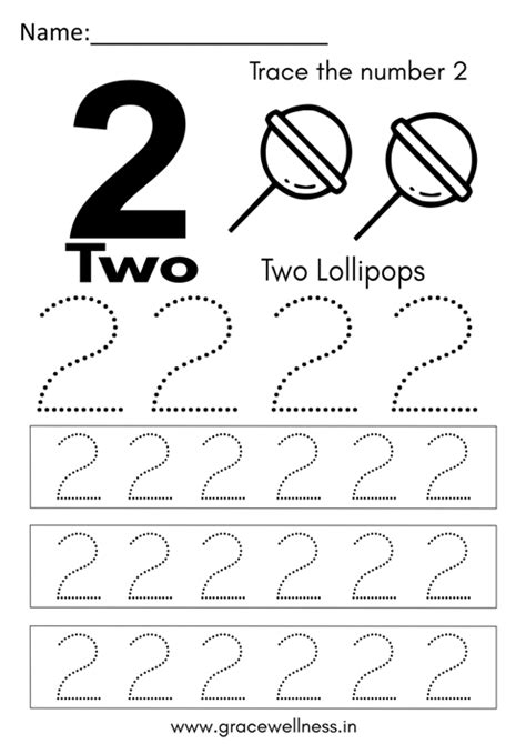 Number 2 Worksheet For Preschool Trace Number Two Writing Practice