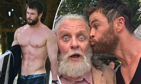 Chris Hemsworth Kisses Anthony Hopkins On Thor Set Daily Mail Online