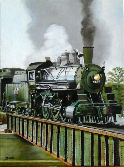 Steam Engine Locomotive Painting By Janet Guss