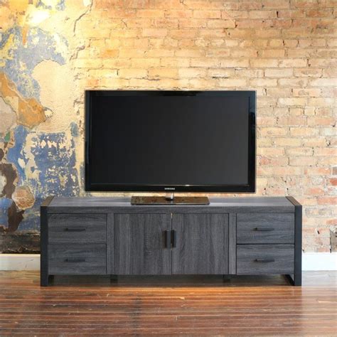 70 Industrial Charcoal Grey Wood Tv Stand Tv Stand Console Metal Tv
