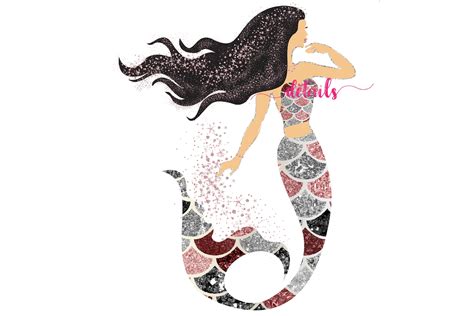 Glitter Mermaids Clipart 46948 Illustrations Design Bundles