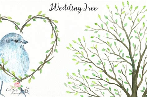 Wedding Tree Watercolor Clipart Large Guest Signing Tree Etsy Canada
