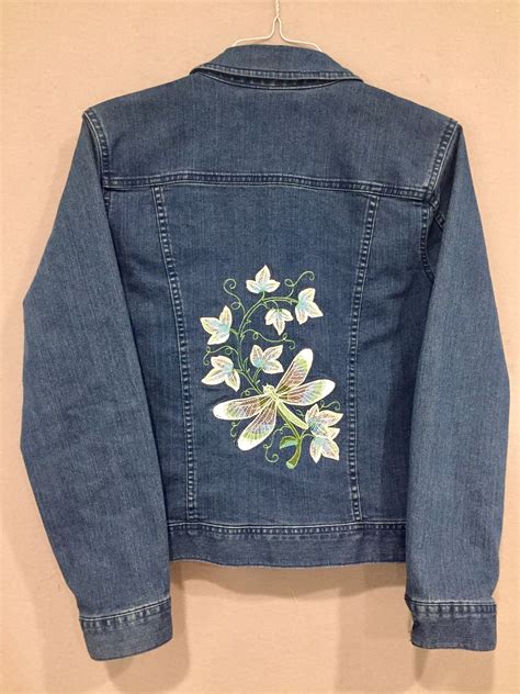 Jeans Jacket Machine Embroidered With Glow In The Dark Thread