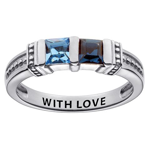 Ringu 2 , the ring 2, リング 2. Sterling Silver Square Birthstone Ring - 2 Stones - 41798 | Limoges Jewelry