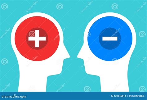 Two Heads With Plus And Minus Signs Positive And Negative Thinking