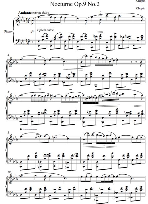 ﻿chopin Nocturne Opus 9 No2 Full Version Sheet Music For Piano