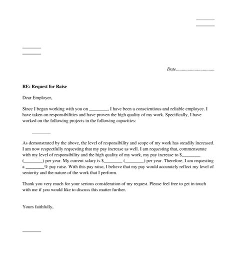 Request For Raise Letter Template Sample Design Layout Templates