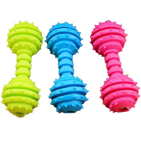 Cute Dog Toy Dumbbell Dog Chew Toy 12cm Bell Sound Greenpinkblue