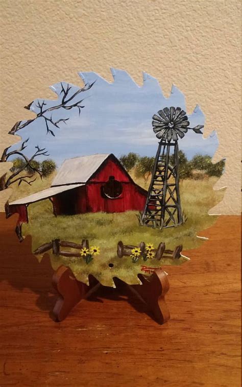Old Red Barn And Windmill Country Barn And Windmill Farm Scene