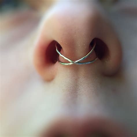 Fake Septum Ring Sterling Silver Septum Cuff Faux Septum Etsy